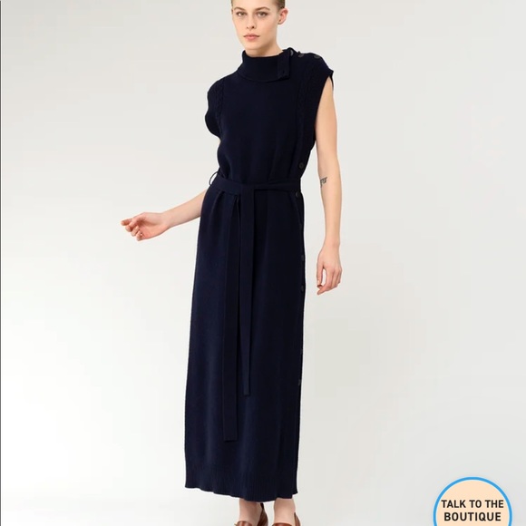 Chloe Dresses & Skirts - NWT Chloé Women's Blue High-neck Wool And Cashmere Midi Dress
